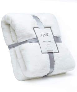 Manta de piel sintética Sofila blanco visón, ultra suave