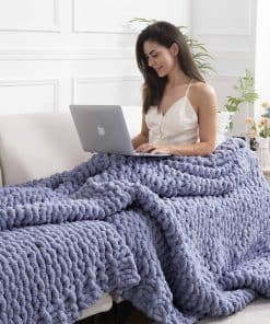 Manta de Punto Grueso Clootess Tejida a Mano con Hilo de