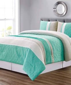 Juego de Edredón de 3 Piezas Azul Turquesa/Gris/Blanco con