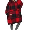 Manta con capucha tipo suéter en cuadros rojos Cataluña,