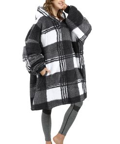 Manta grande con capucha de franela a cuadros Catalonia,