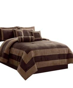 Juego de Edredón de 7 Piezas en Colores Marrón y Beige