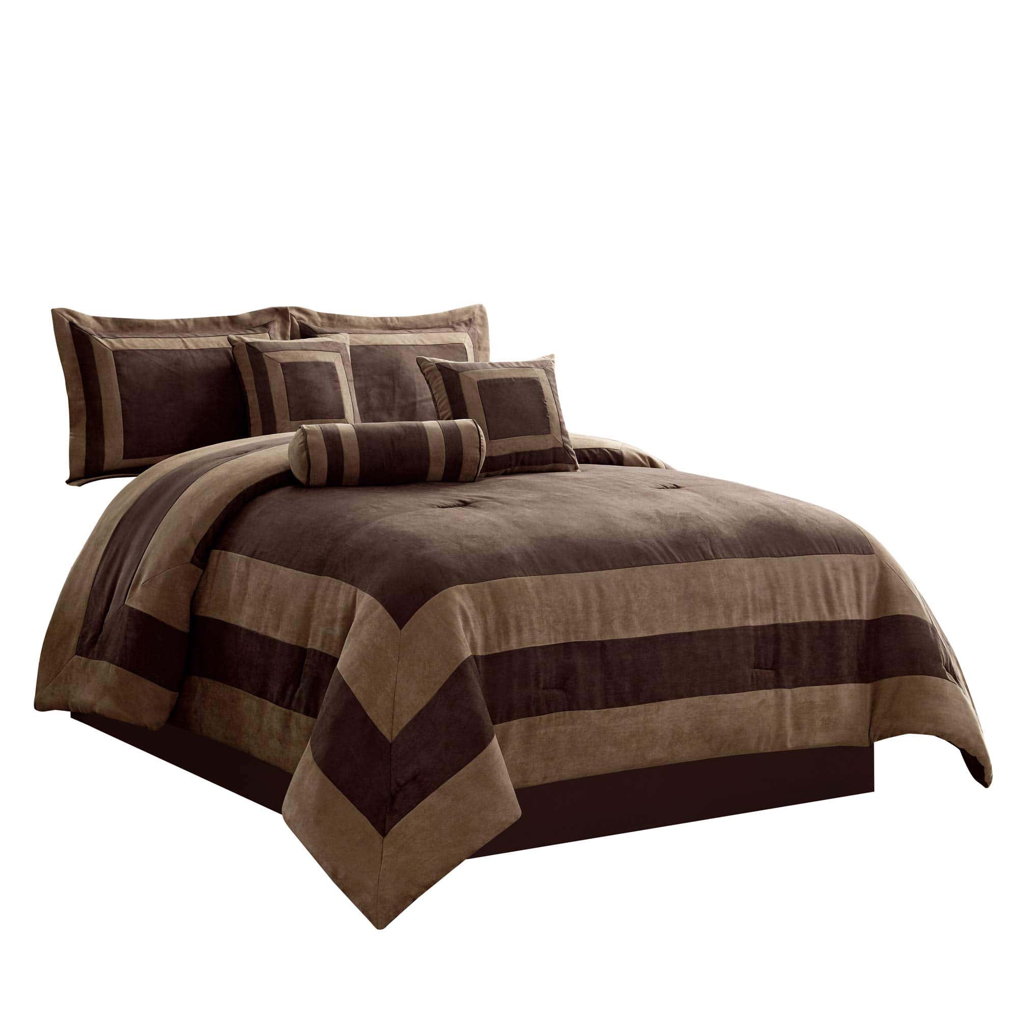 Juego de Edredón de 7 Piezas en Colores Marrón y Beige