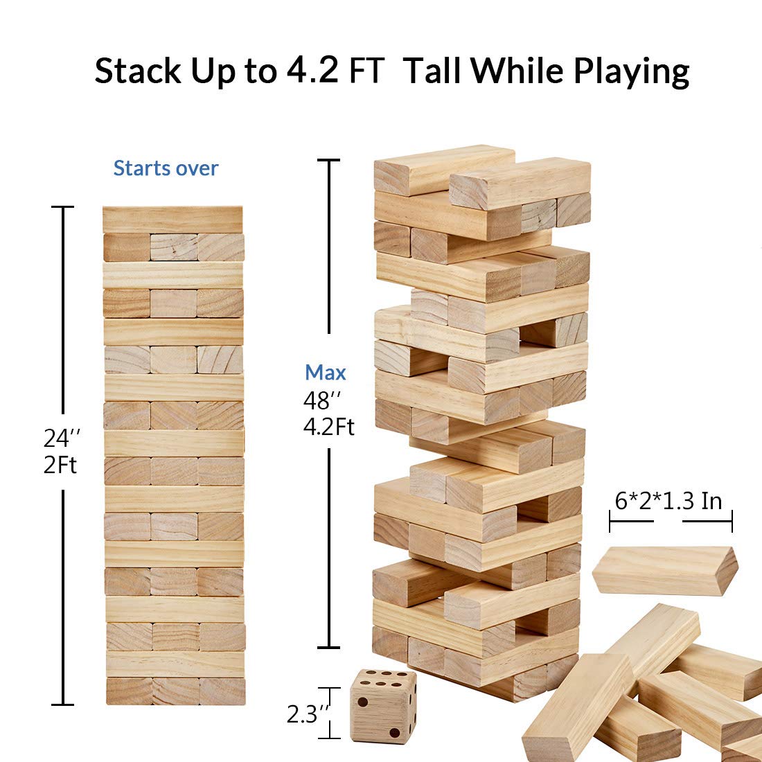 Juego Gigante de Torre de Madera ApudArmis (Apila de 2 pies - Imagen 4