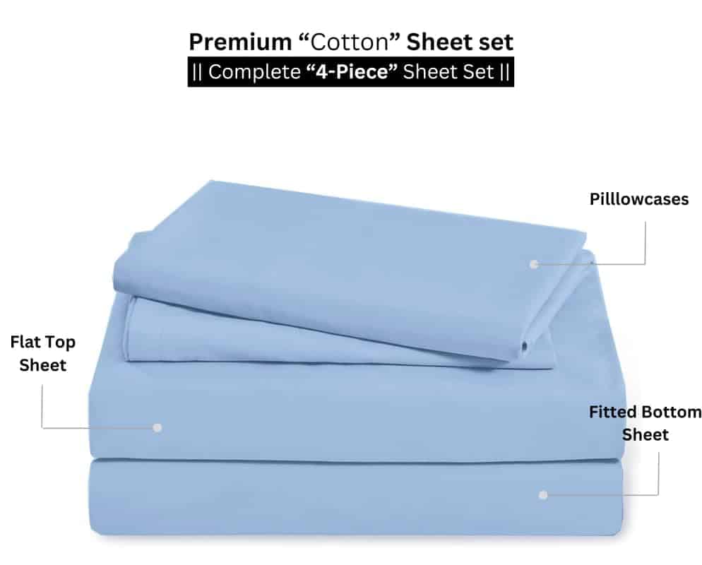 Juego de sábanas de 4 piezas de algodón de primera calidad - Imagen 4