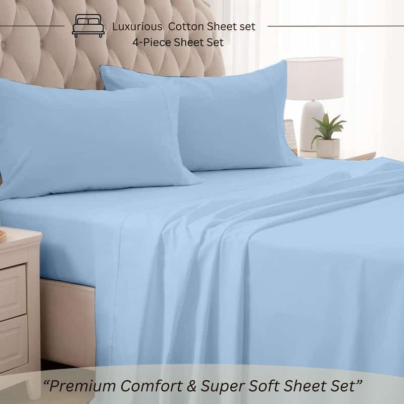 Juego de sábanas de 4 piezas de algodón de primera calidad - Imagen 6