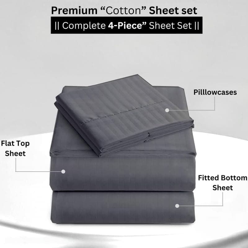 Juego de sábanas de 4 piezas de algodón Queen, 100% algodón - Imagen 3