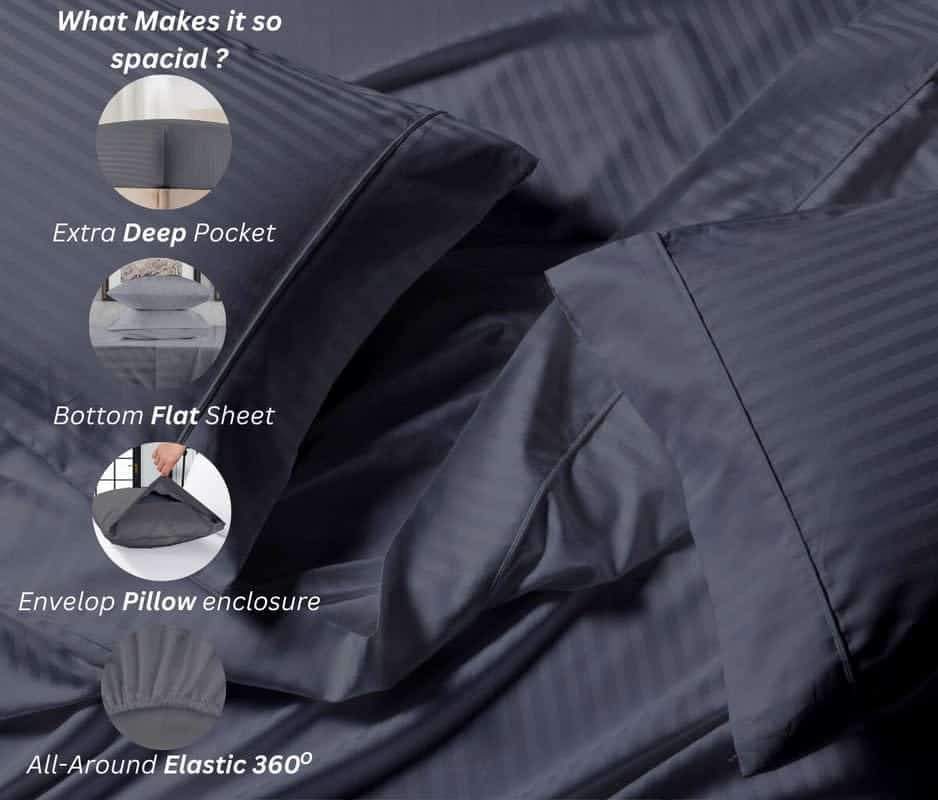 Juego de sábanas de 4 piezas de algodón Queen, 100% algodón - Imagen 6