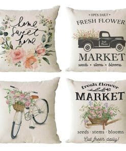 Juego de 4 Fundas de Almohada Decorativas de Mercado de