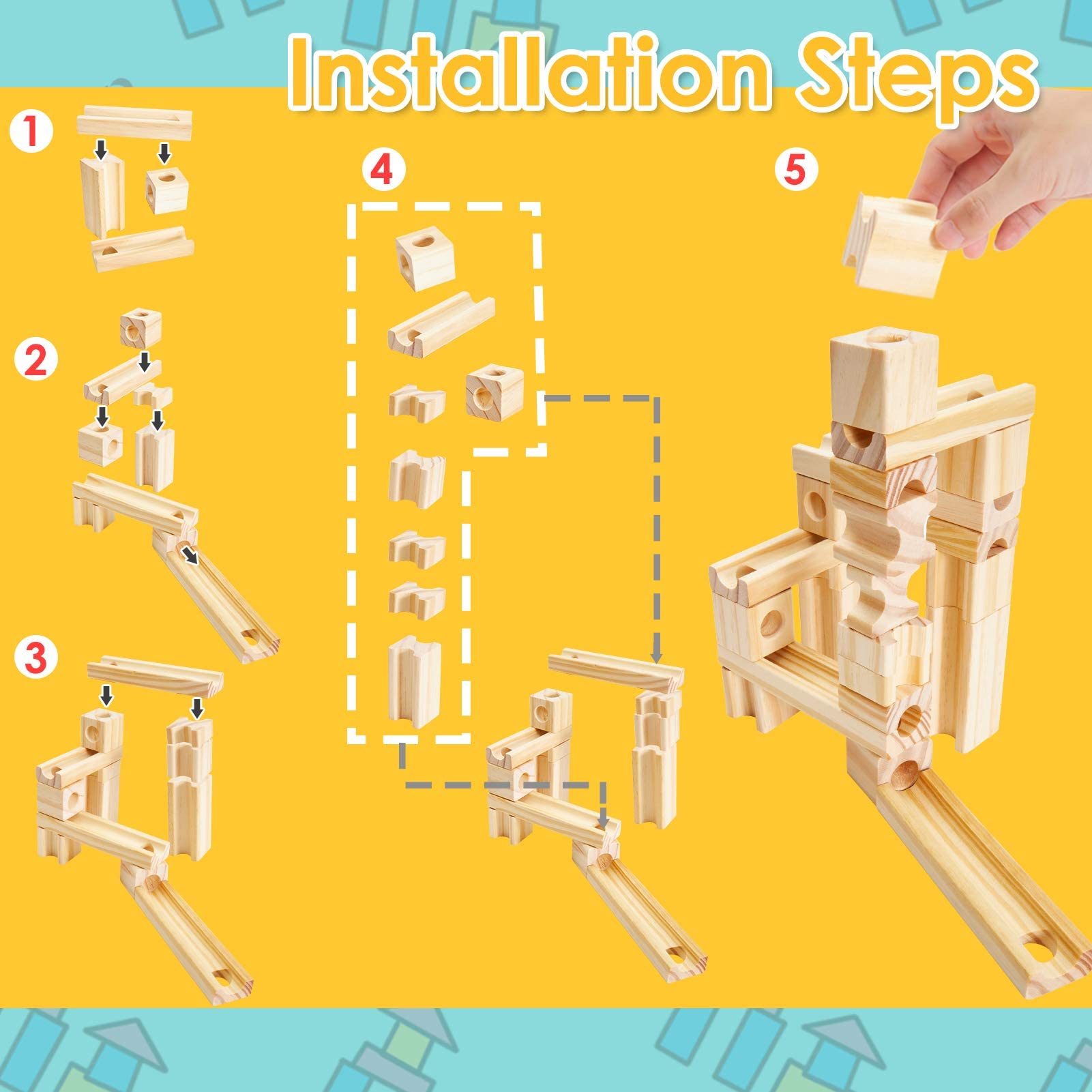 Juego de Construcción de Madera para Niños de 4 a 8 Años, - Imagen 8