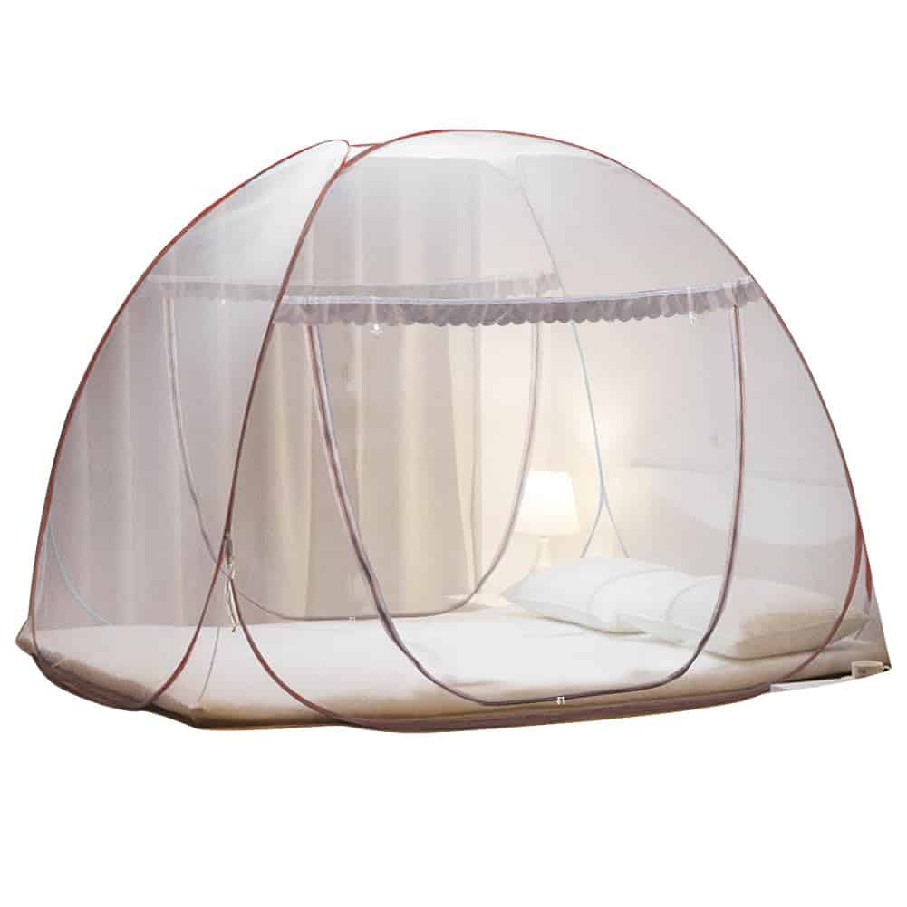 Tent de Mosquitero Portátil Marrón Pop-Up para Cama, L79 x