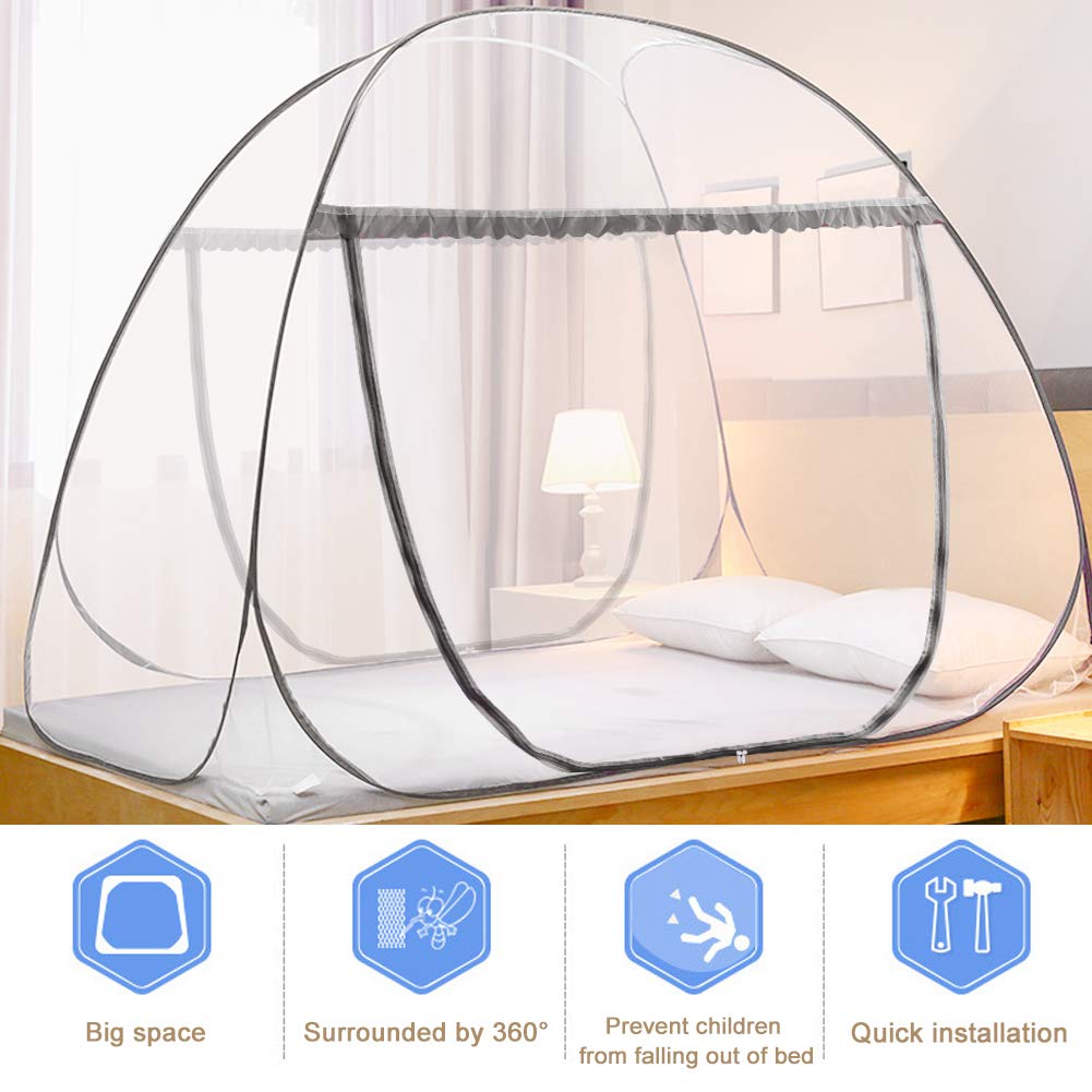 Tent de Mosquitero Portátil Marrón Pop-Up para Cama, L79 x - Imagen 8