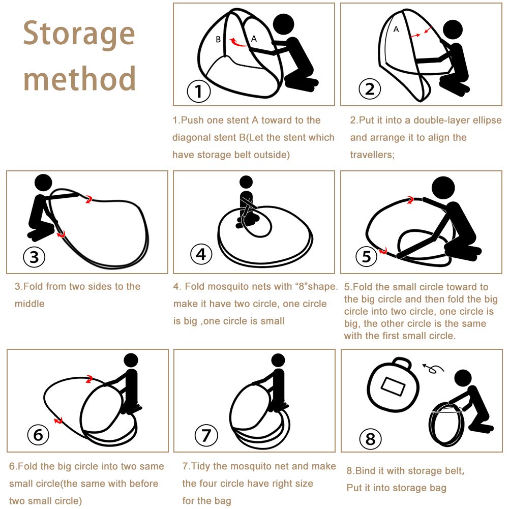 Tent de Mosquitero Portátil Marrón Pop-Up para Cama, L79 x - Imagen 7