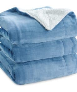 Mantas de Sherpa de Franela Bedsure Tamaño -Azul Lavado