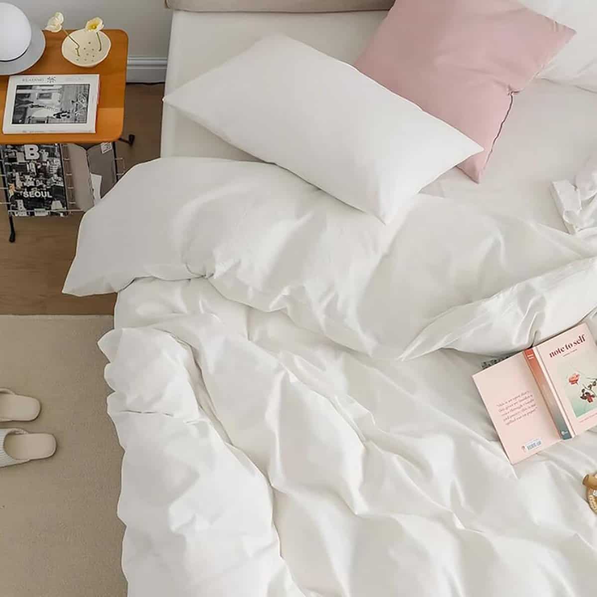 Juego de edredón blanco Cottonight Queen Size 100% algodón - Imagen 6