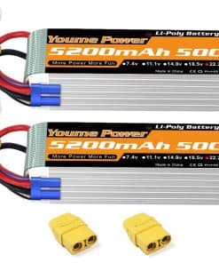 Youme 2 Paquetes 6s RC Lipo, Batería Lipo 22.2V 5200mAh 50C