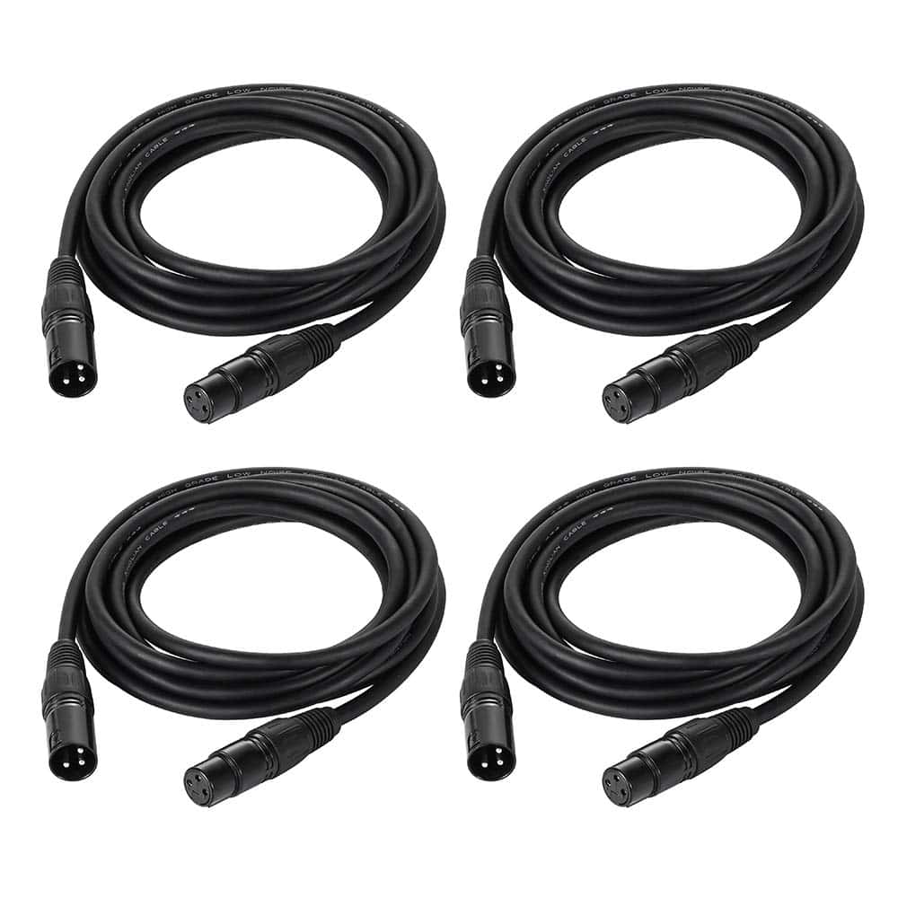Paquete de 4 Cables DMX de 10 pies / 3.04m, 3 Pines, Cables