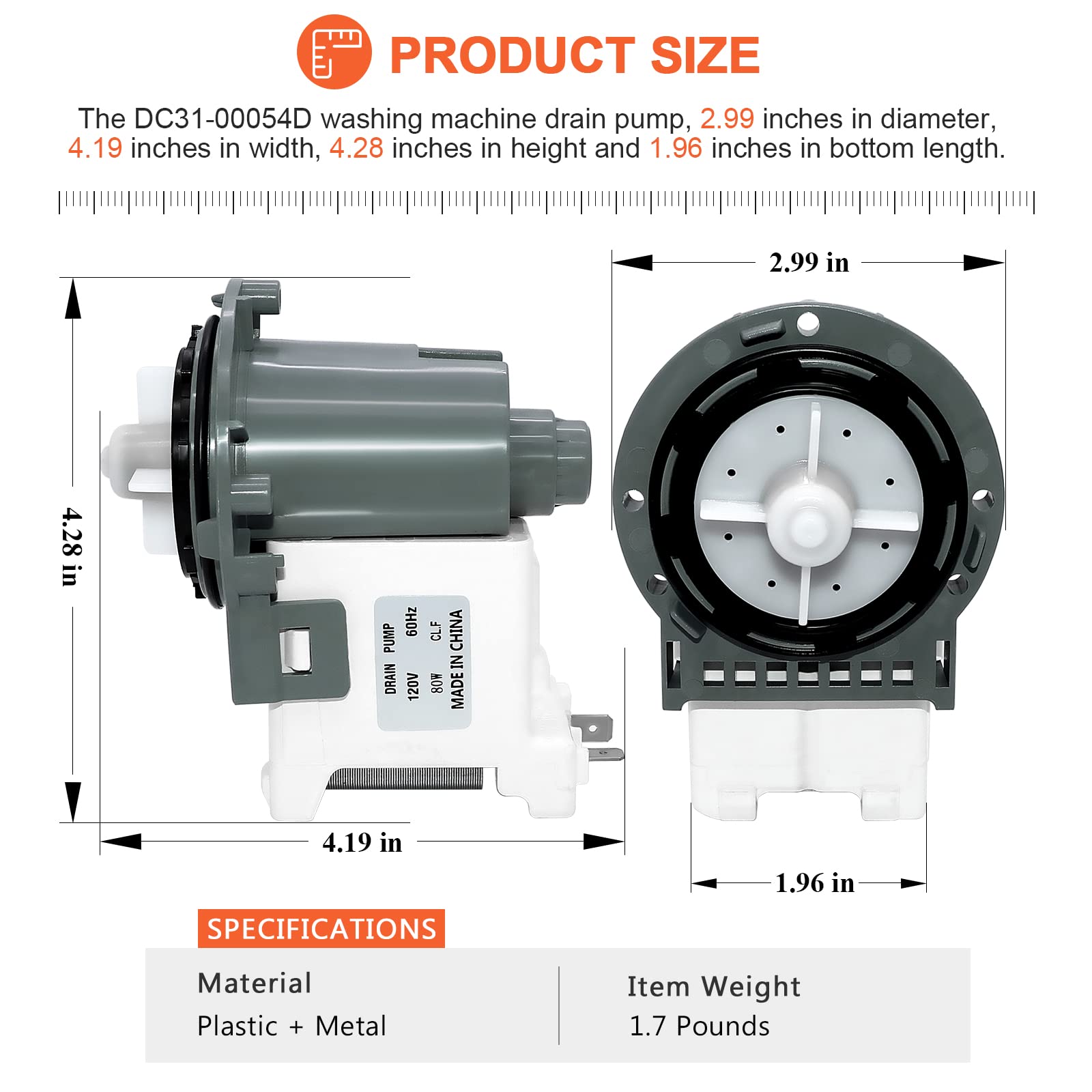 Bomba de desagüe DC31-00054D PX3516-01 DC31-00187a por - Imagen 6