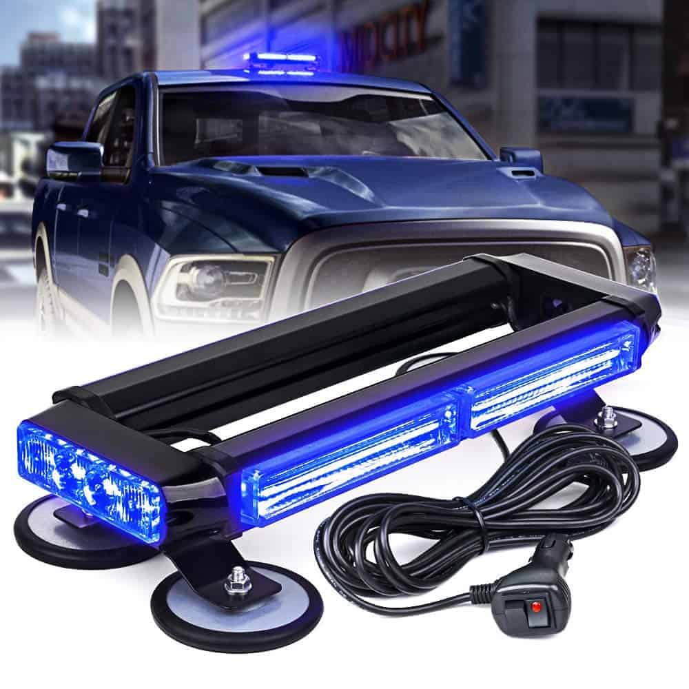 Barra de luz estroboscópica azul Xprite COB LED con base