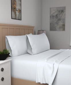 Juego de sábanas de algodón blanco ártico SUPREME ELEGANCE
