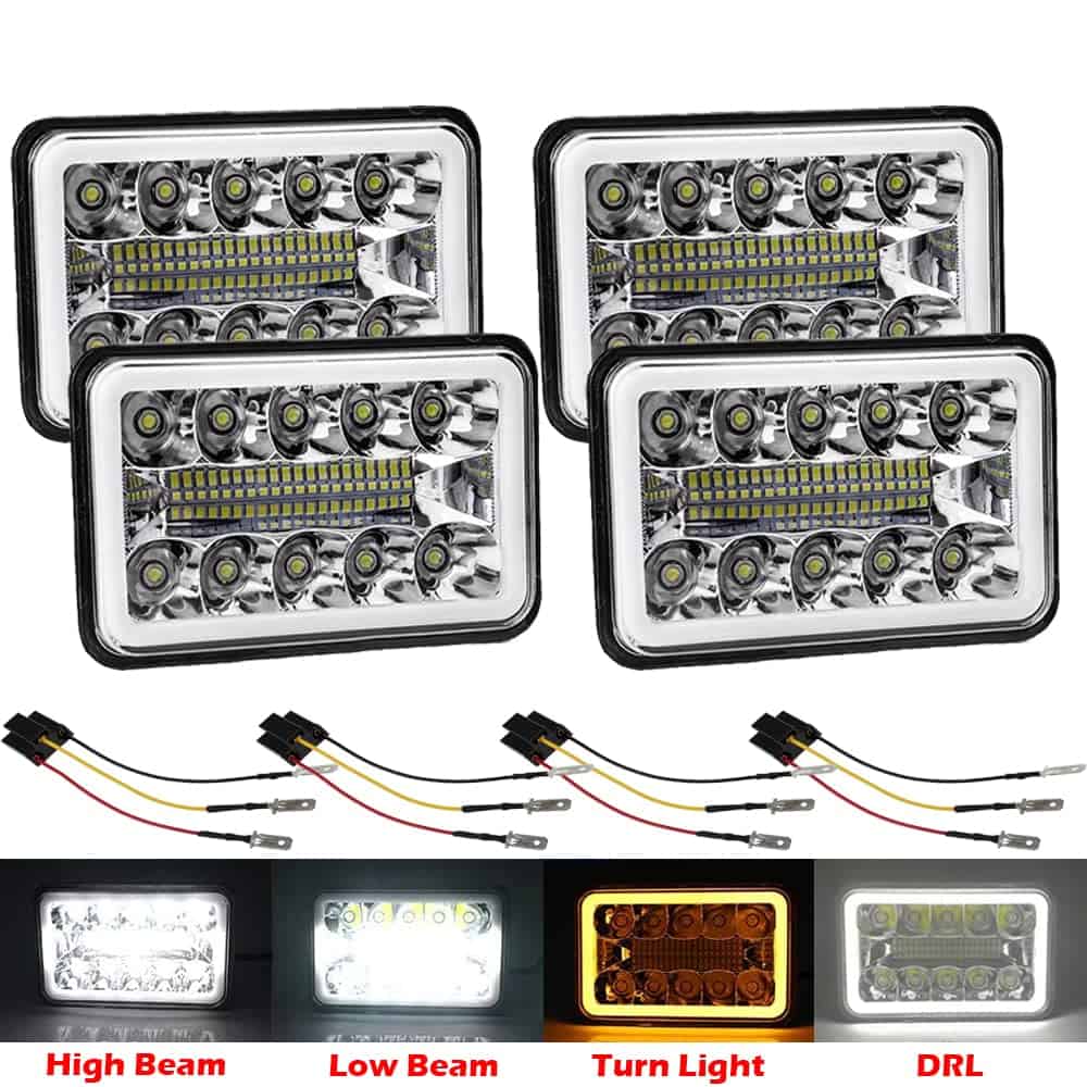 AMUNIESUN 4 PCS Faros de Halo Aprobados por Punto 4x6