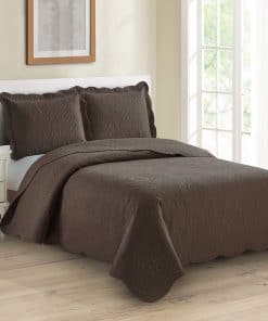 Juego de Colcha 3 piezas King/Cal King de Lujo -Café Oscuro