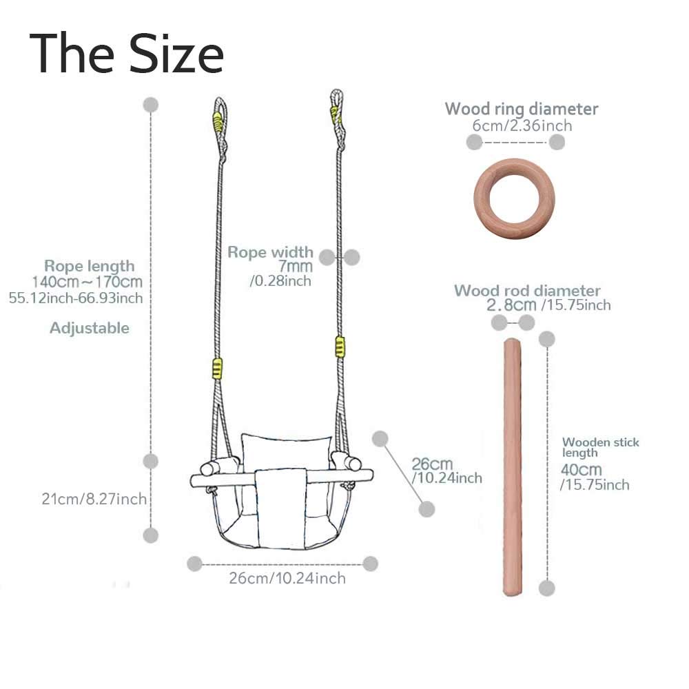 Asiento de columpio colgante de lienzo para bebé, asiento - Imagen 4