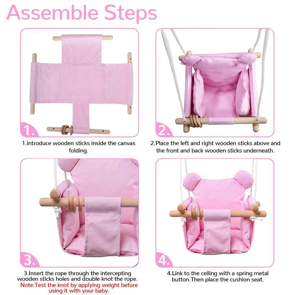 Asiento de columpio colgante de lienzo para bebé, asiento - Imagen 6