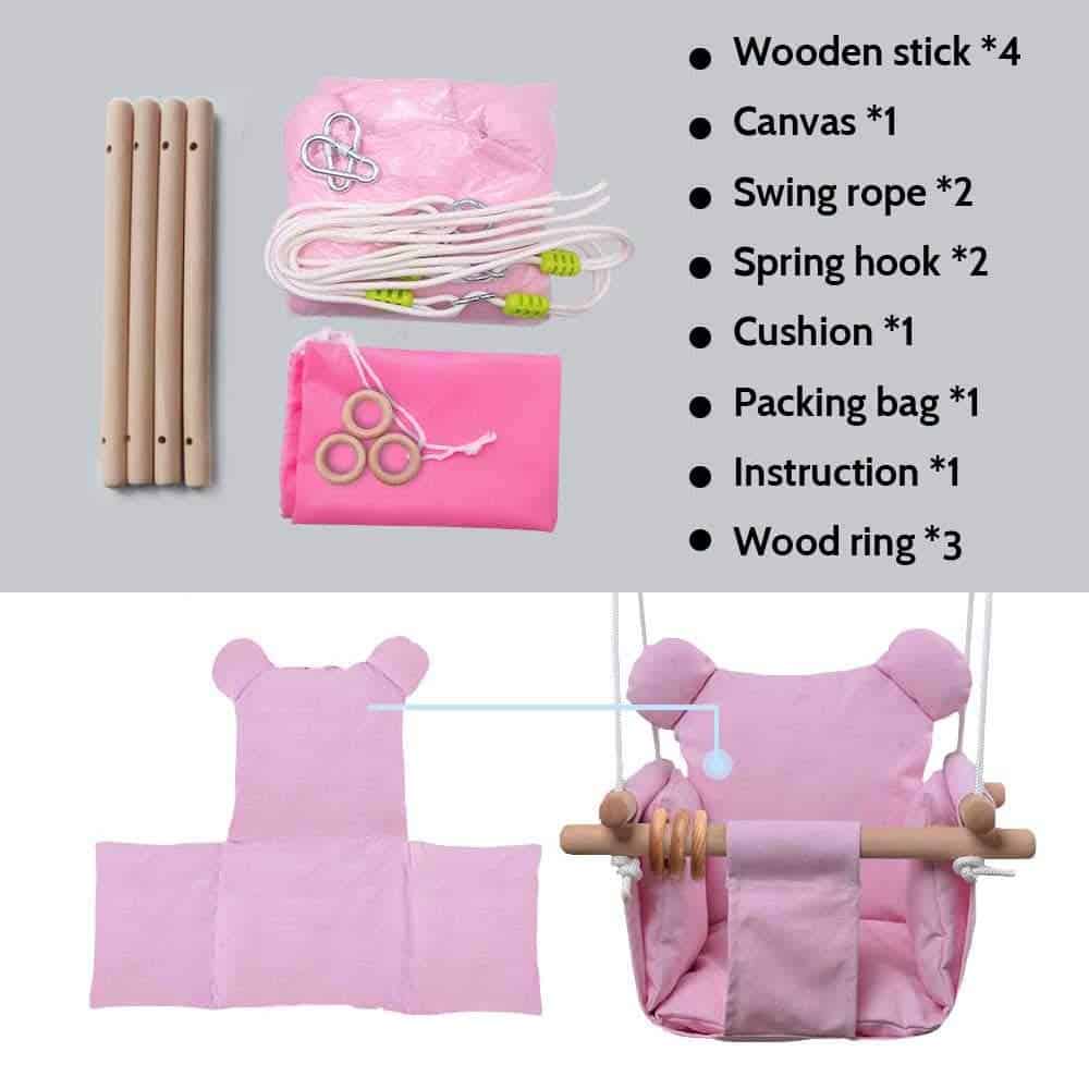 Asiento de columpio colgante de lienzo para bebé, asiento - Imagen 7