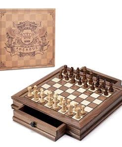 Juego de ajedrez magnético de madera AMEROUS, tablero de