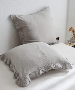 Fundas de Almohada Euro de Lino Francés 100% con Volantes -