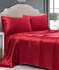 Juego de sábanas de satén Cobedzy tamaño King, 4 piezas,