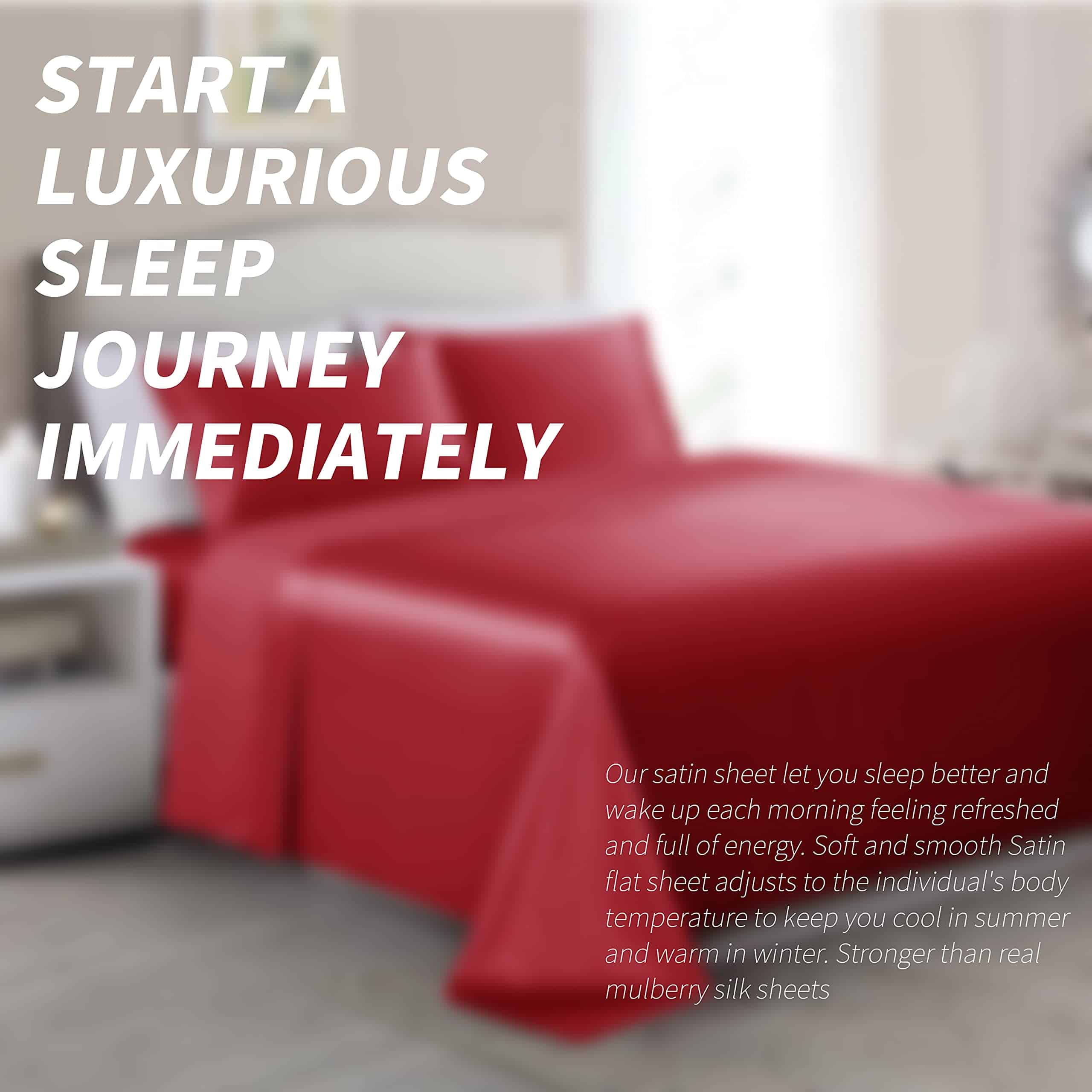 Juego de Sábanas de Satén Rojo Full Size Cobedzy, Juego de - Imagen 9