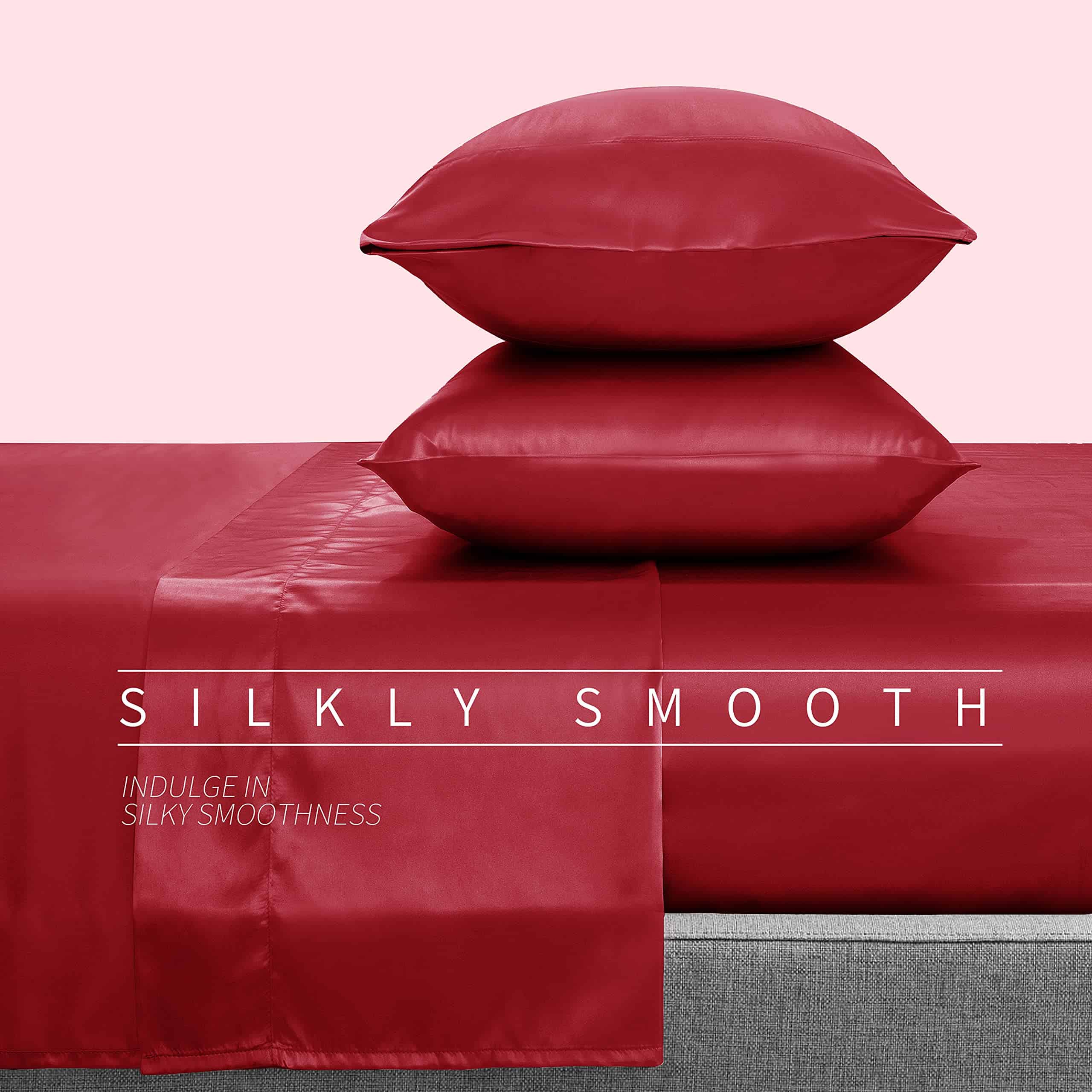 Juego de Sábanas de Satén Rojo Full Size Cobedzy, Juego de - Imagen 4