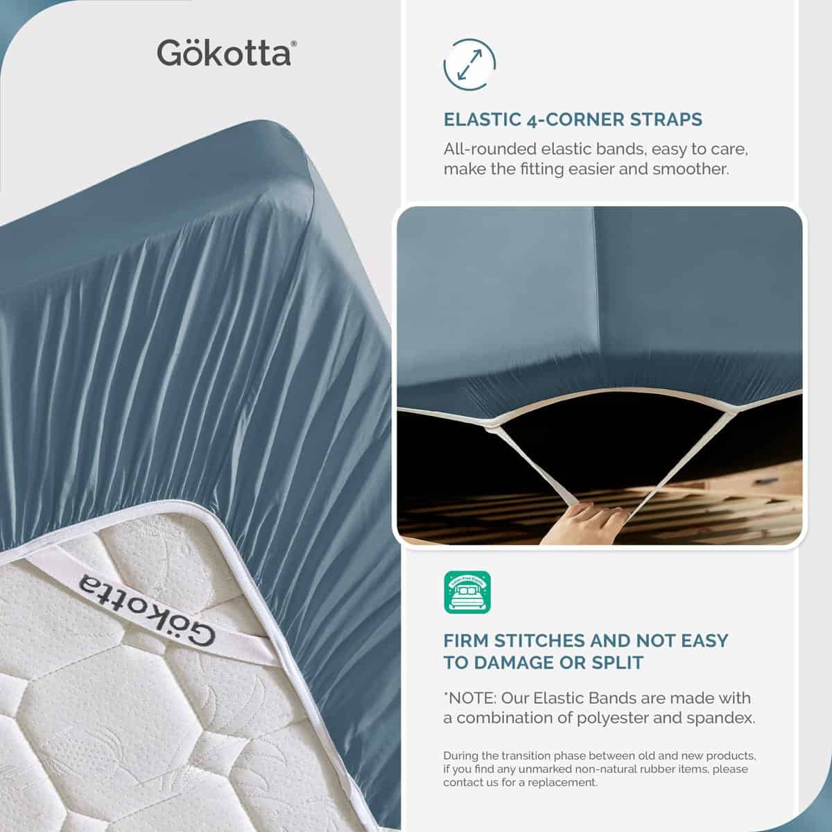 Juego de Sábana Ajustable de Bambú Rayón -Azul - Imagen 3