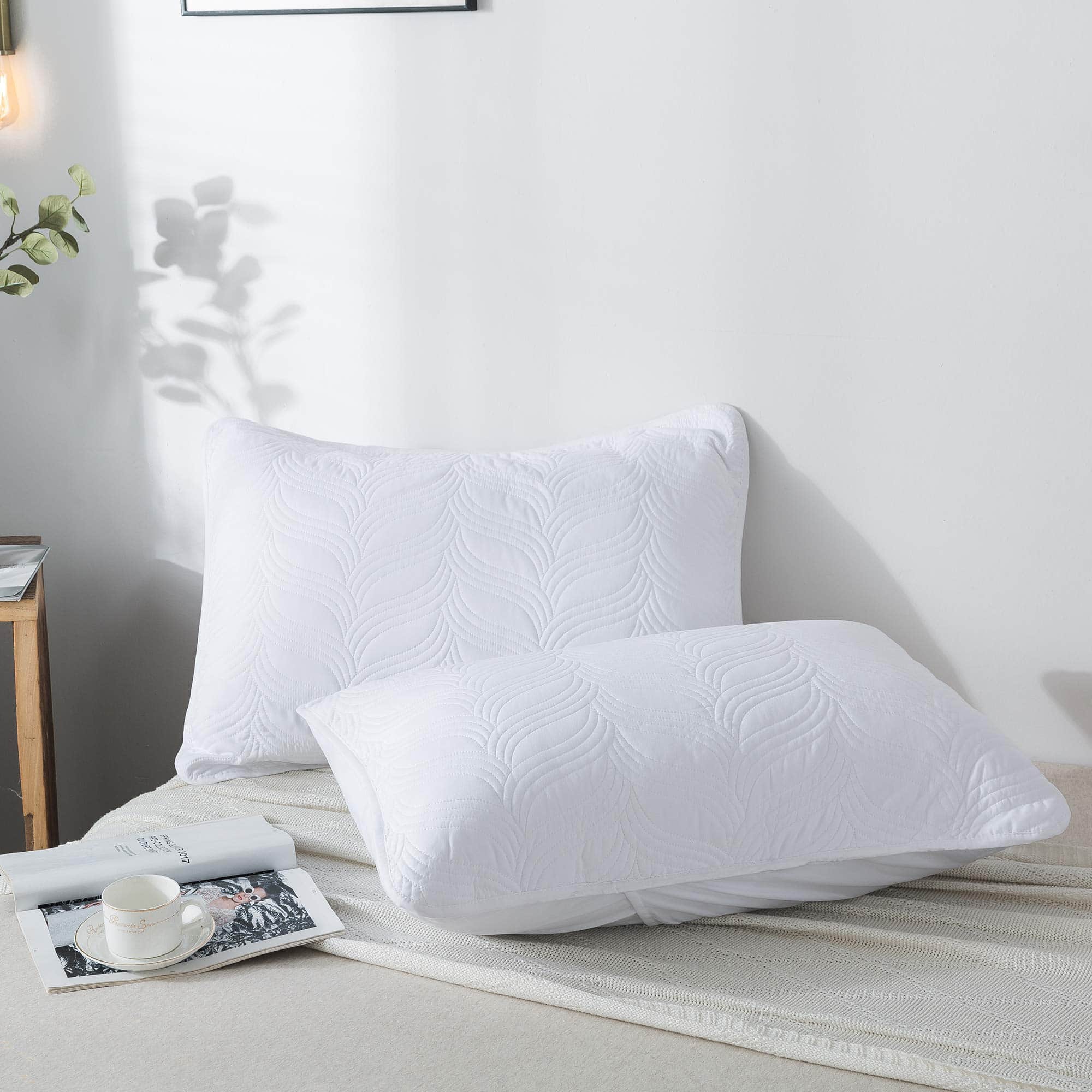 Conjunto de Colcha NALUKA Blanco 3 Piezas Ligero Cubrecama - Imagen 7