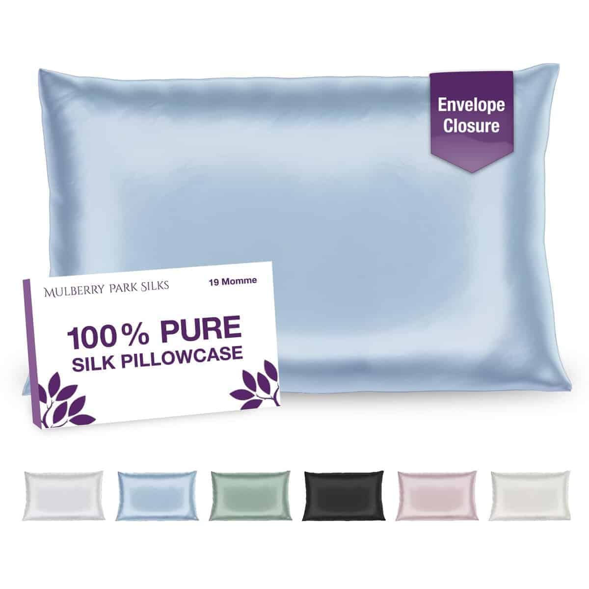 Funda de Almohada de Seda 100% Mulberry Park -Azul