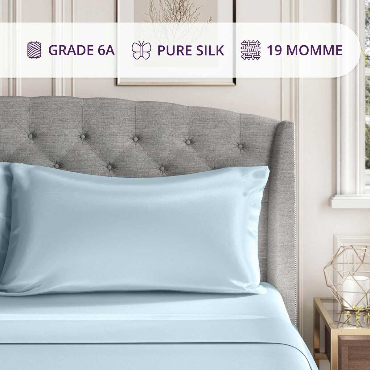 Funda de Almohada de Seda 100% Mulberry Park -Azul - Imagen 5