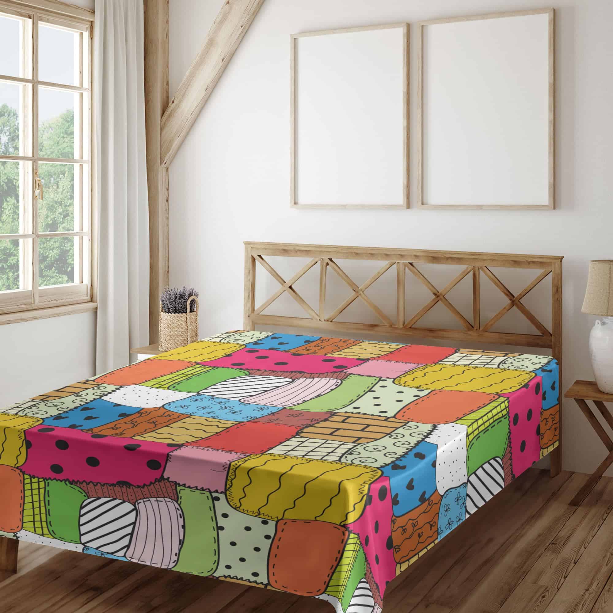 Sábana Plana Lunarable Geométrica, Tema de Hobby de Costura - Imagen 3