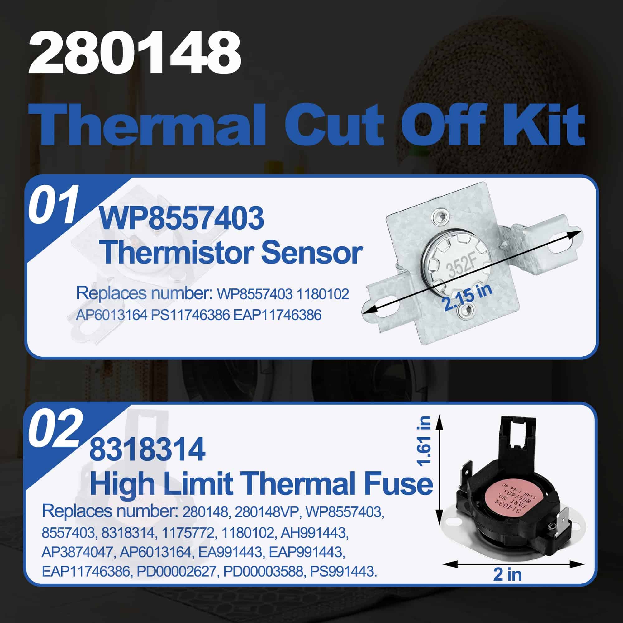 Kit de Reparación de Secadora Romalon WP8544771 para - Imagen 5