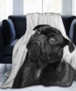 Manta con diseño de perro carlino negro lindo impreso,