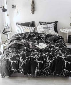 Juego de Edredón de Mármol Negro Cottonight King Size Juego