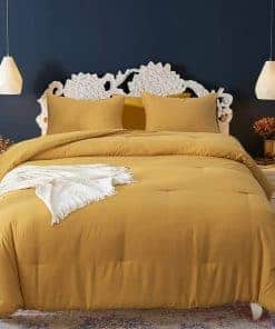 Juegos de Edredón Mostaza Queen Luces Amarilla Edredón