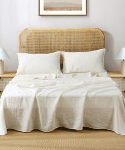 Juego de Sábanas 100% Lino Francés -Blanco Crema