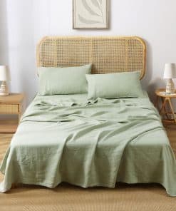 Juego de sábanas de lino 100% orgánico -Verde claro