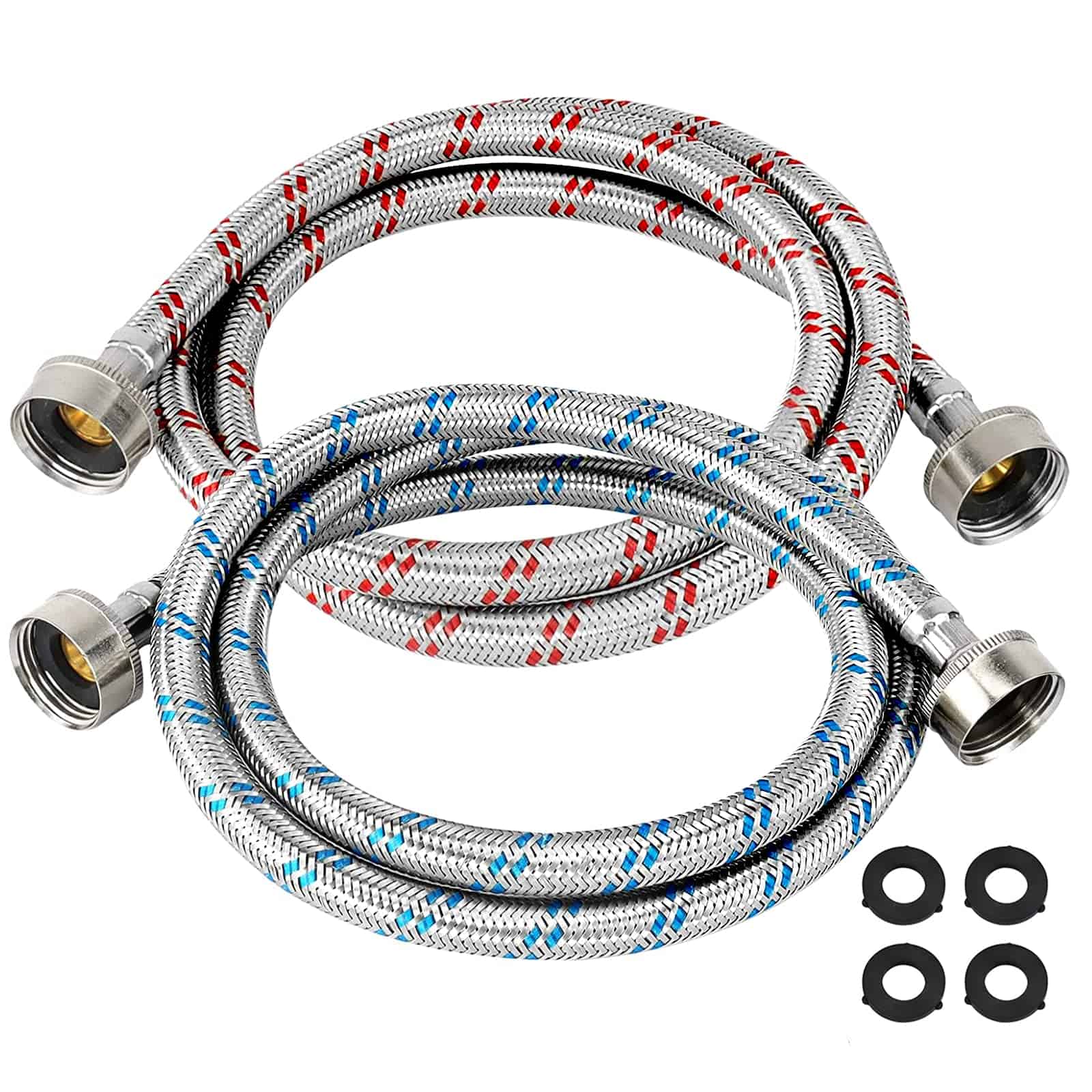 Beaquicy 4 Ft Mangueras de Lavadora de Acero Inoxidable