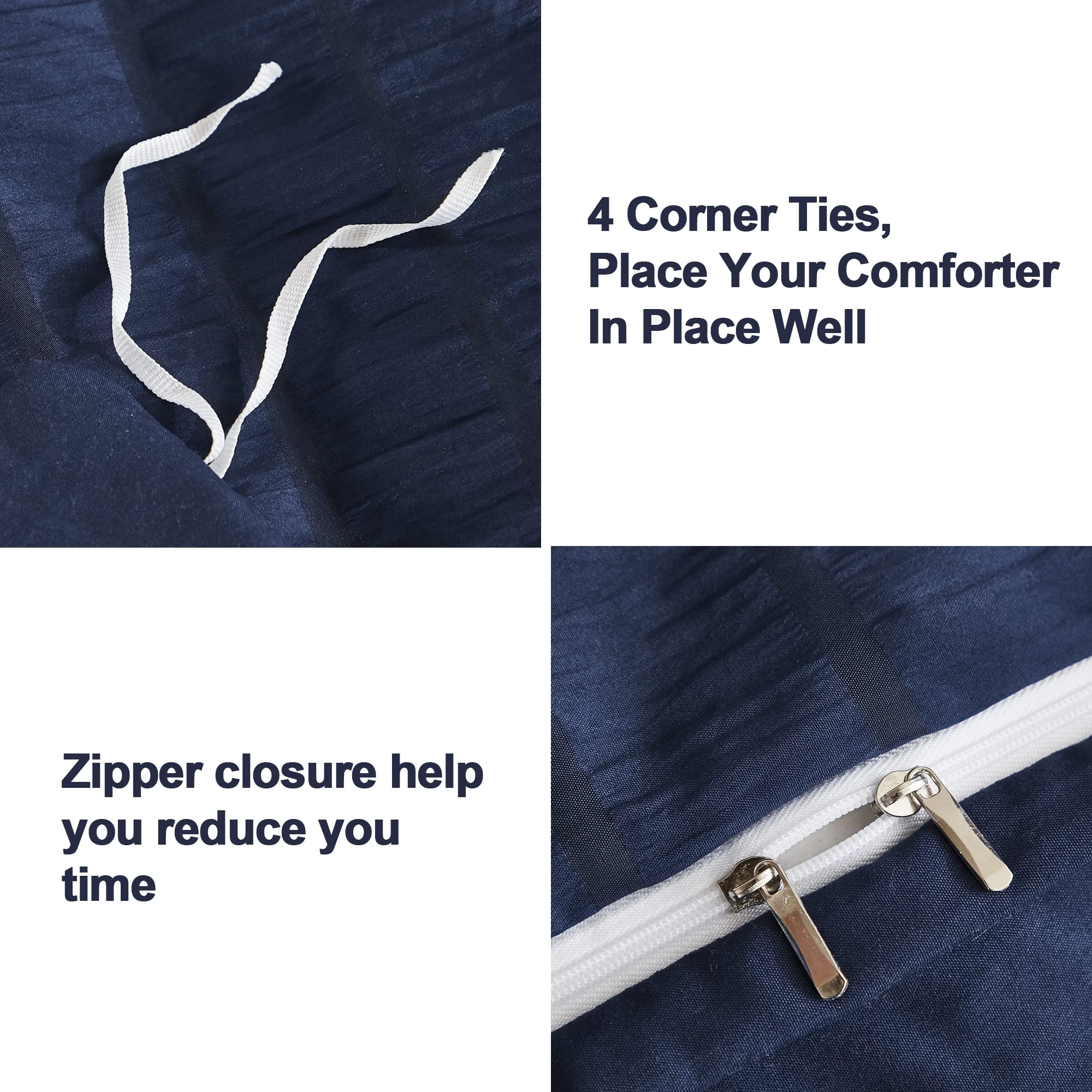 AveLom Funda de Edredón Azul Marino Tamaño King (104 x 90 - Imagen 5