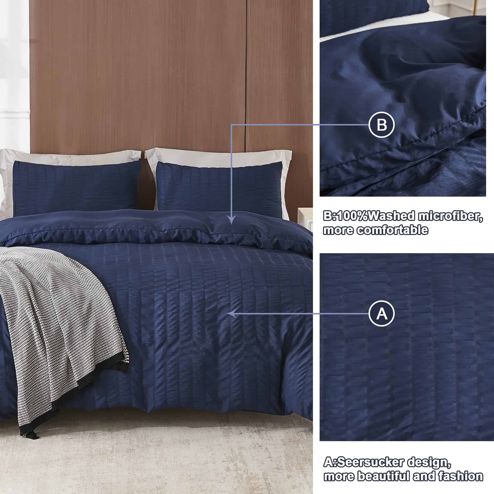 AveLom Funda de Edredón Azul Marino Tamaño King (104 x 90 - Imagen 7
