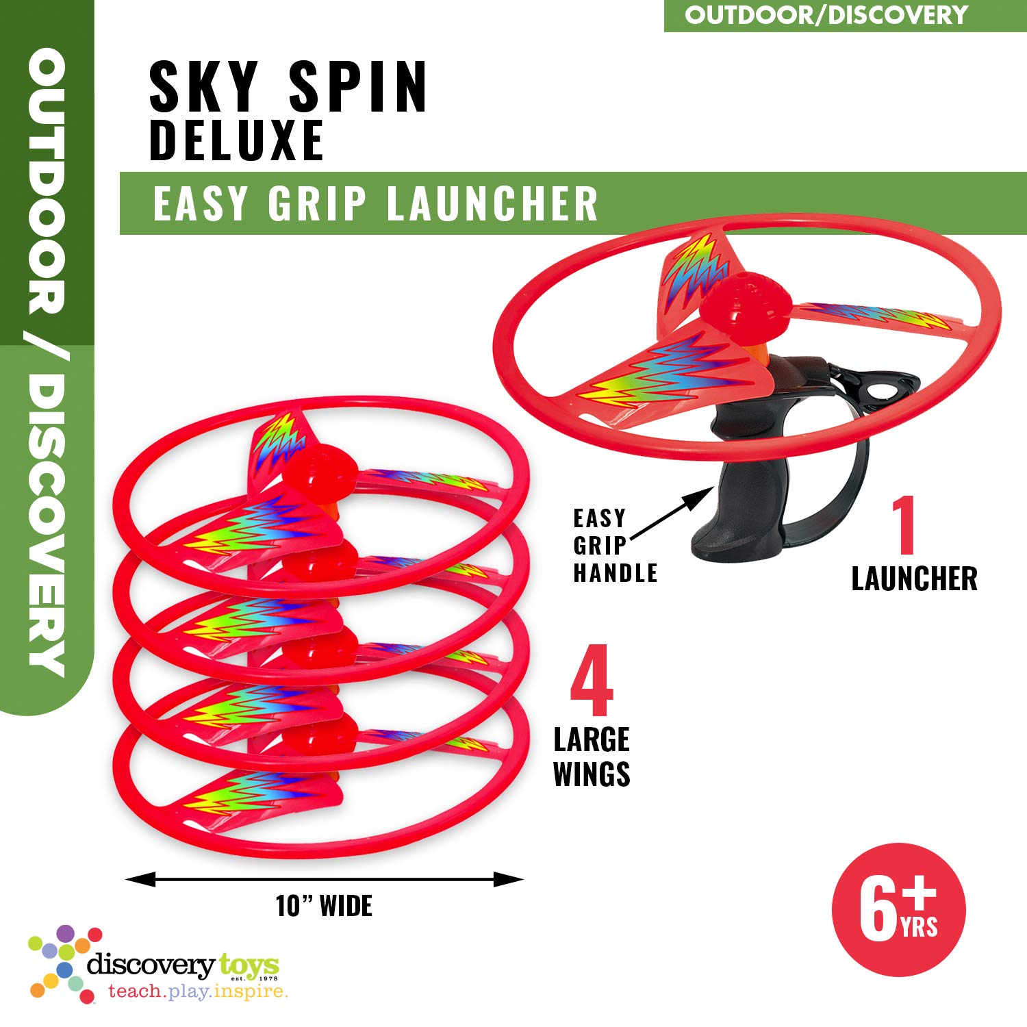 Discovery Toys Sky Spin Flying Aerial Disc Launcher Deluxe - Imagen 3