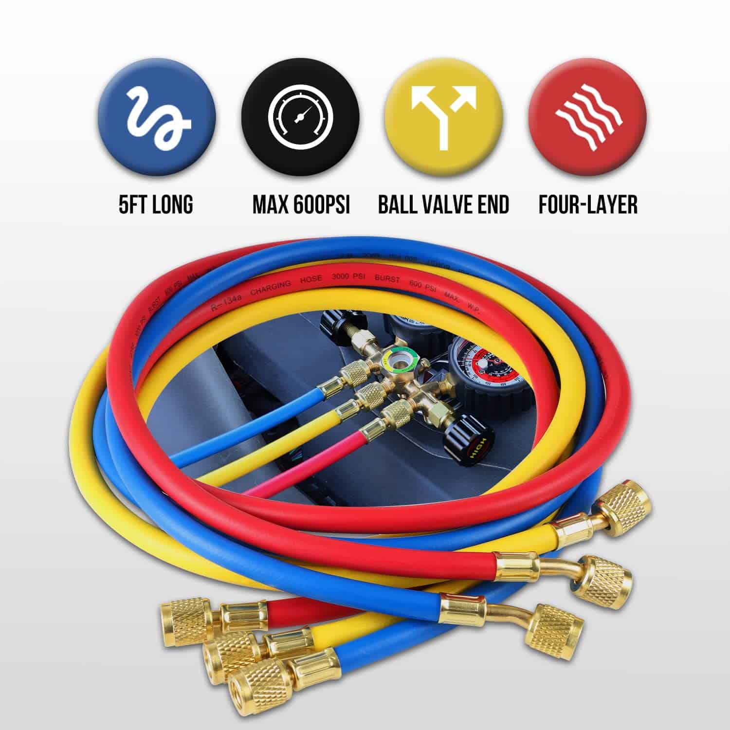 Juego de Manifold de Aire Acondicionado Lichamp, para R134a - Imagen 6